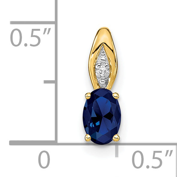 14K Yellow Gold Sapphire and Diamond Pendant