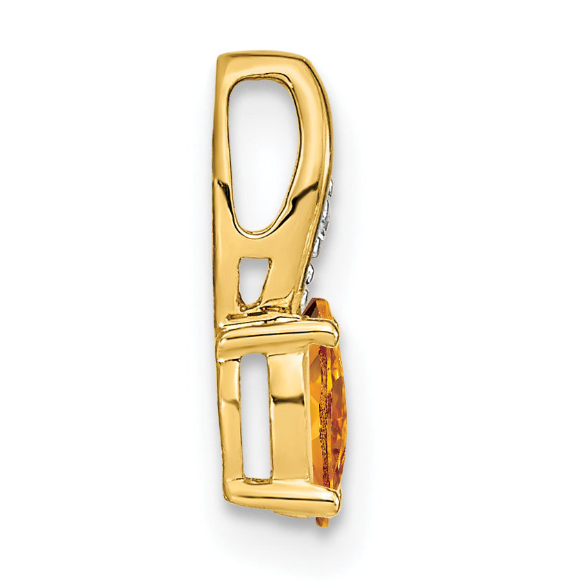 14K Yellow Gold Citrine and Diamond Pendant