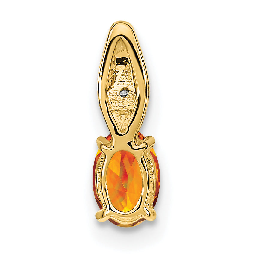 14K Yellow Gold Citrine and Diamond Pendant
