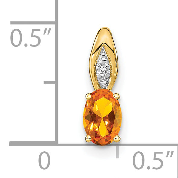 14K Yellow Gold Citrine and Diamond Pendant