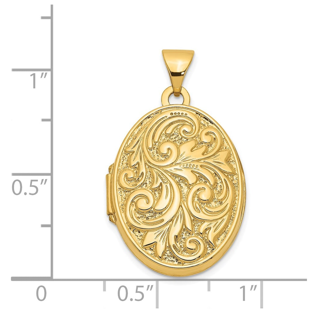 14K Yellow Gold Love You Always Swirl Reversible Locket – Elegant Jewelry Gift for Birthday, Anniversary, Engagement, Wedding