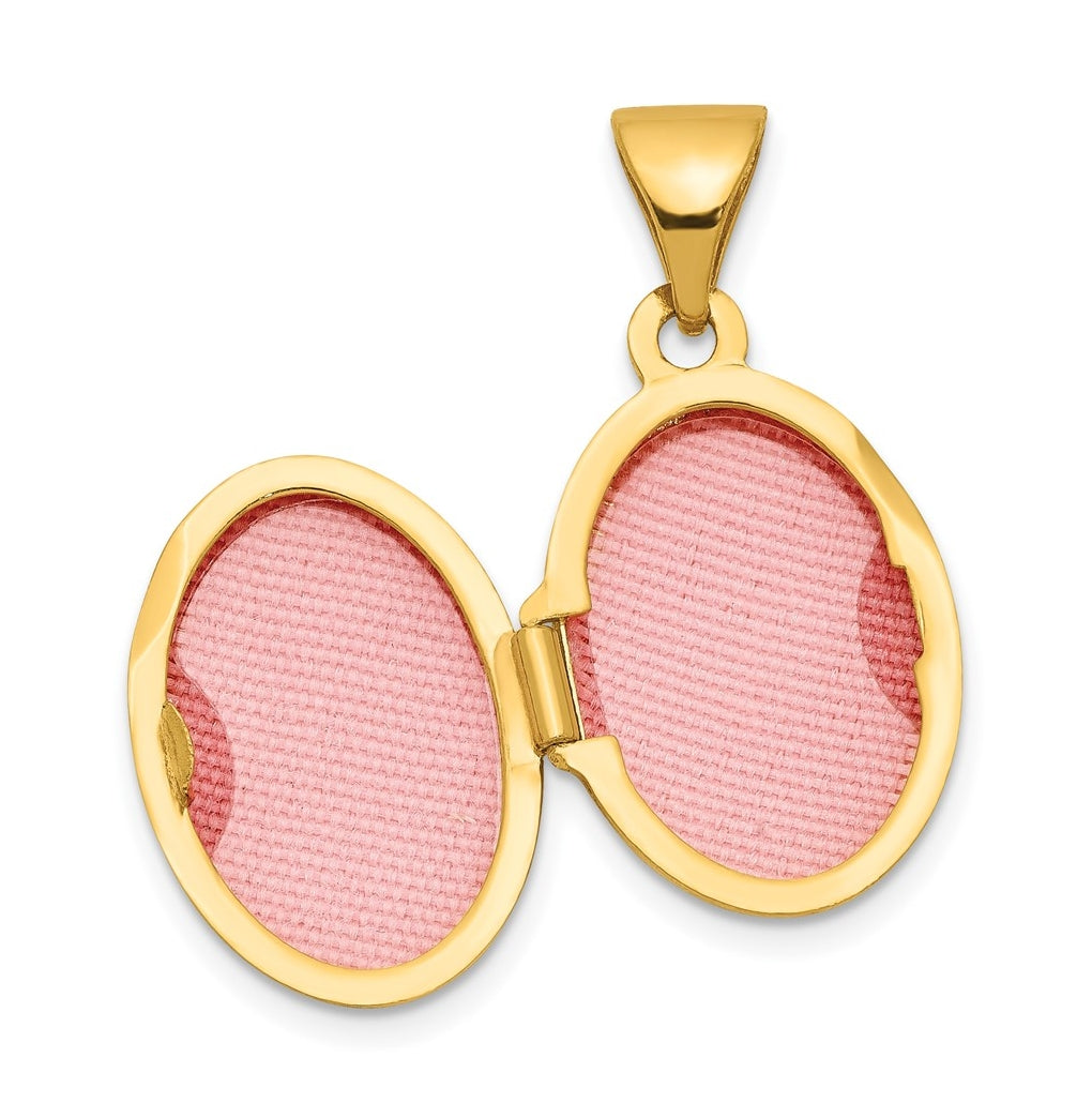 14K Yellow Gold Plain Polished Oval Locket – Elegant Jewelry Gift for Birthday, Anniversary, Engagement, Wedding