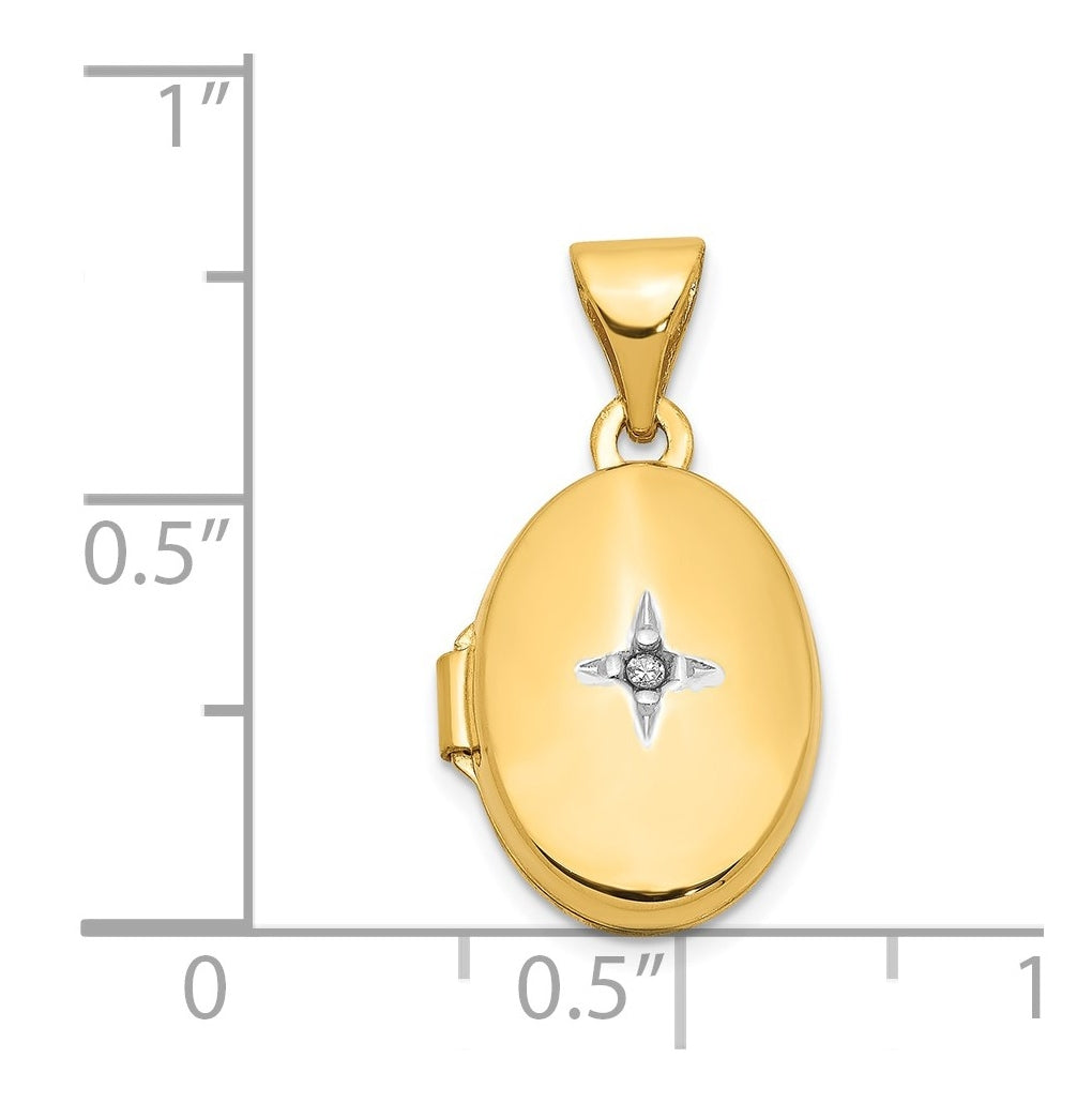 14K Yellow Gold Diamond Oval Locket – Elegant Jewelry Gift for Birthday, Anniversary, Engagement, Wedding