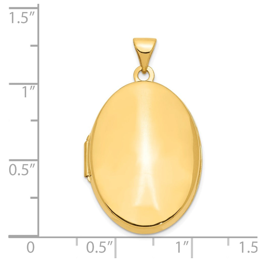14K Yellow Gold Polished Domed Oval Locket – Elegant Jewelry Gift for Birthday, Anniversary, Engagement, Wedding
