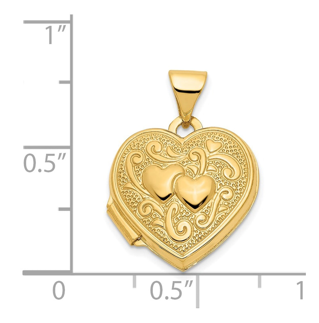 14K Yellow Gold Double Heart Locket – Elegant Jewelry Gift for Birthday, Anniversary, Engagement, Wedding