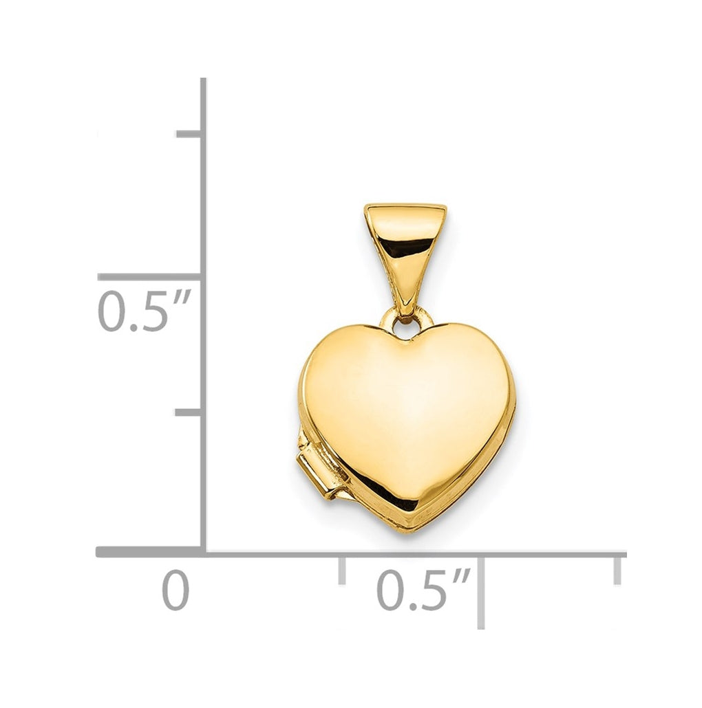 14K Yellow Gold Polished Plain Heart Locket – Elegant Jewelry Gift for Birthday, Anniversary, Engagement, Wedding