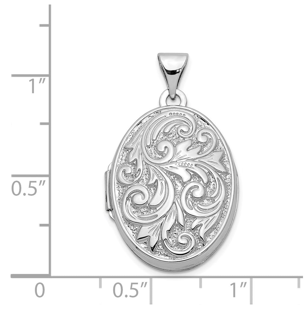 14k White Gold Polished Reversible Love You Always Oval Locket – Elegant Jewelry Gift for Birthday, Anniversary, Engagement, Wedding