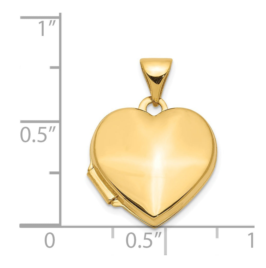 14K Yellow Gold Plain 15mm Heart Locket – Elegant Jewelry Gift for Birthday, Anniversary, Engagement, Wedding