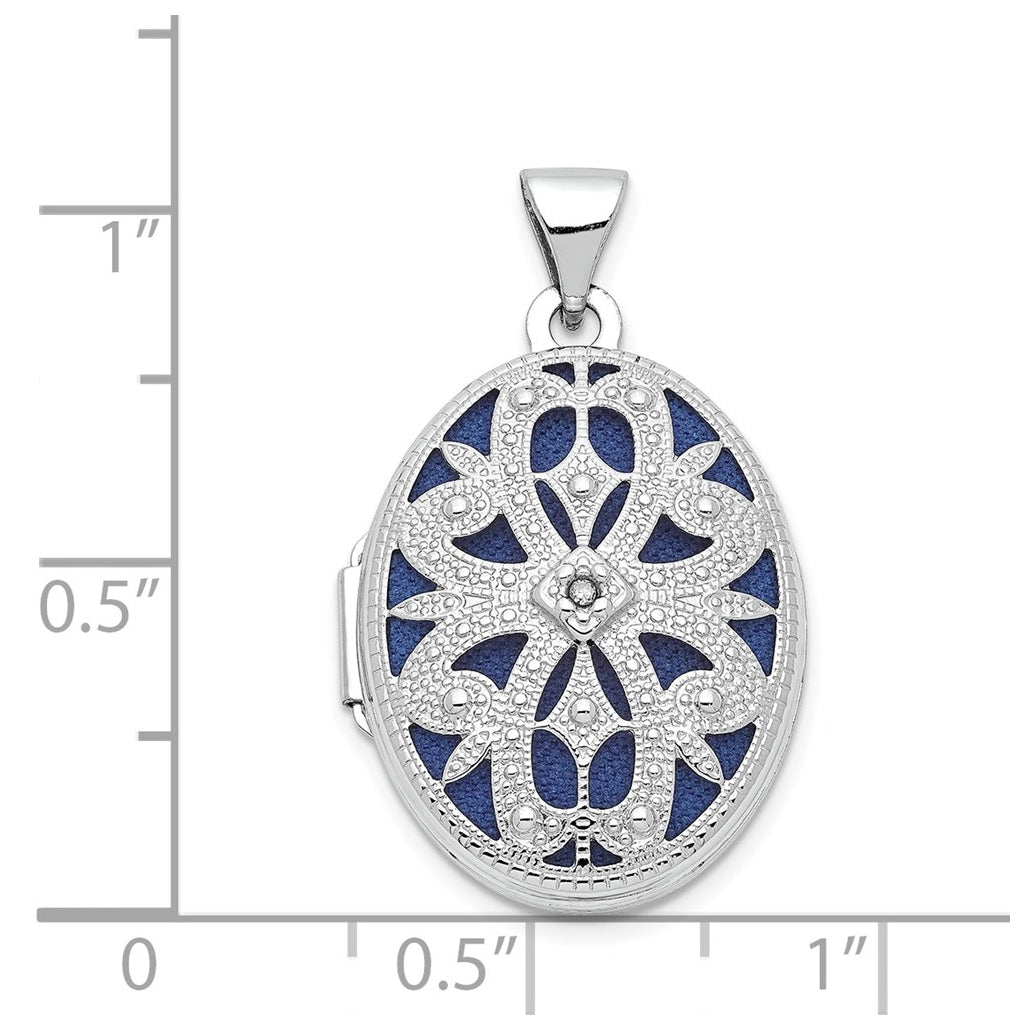 14K White Gold 21mm Diamond Vintage Oval Locket – Elegant Jewelry Gift for Birthday, Anniversary, Engagement, Wedding