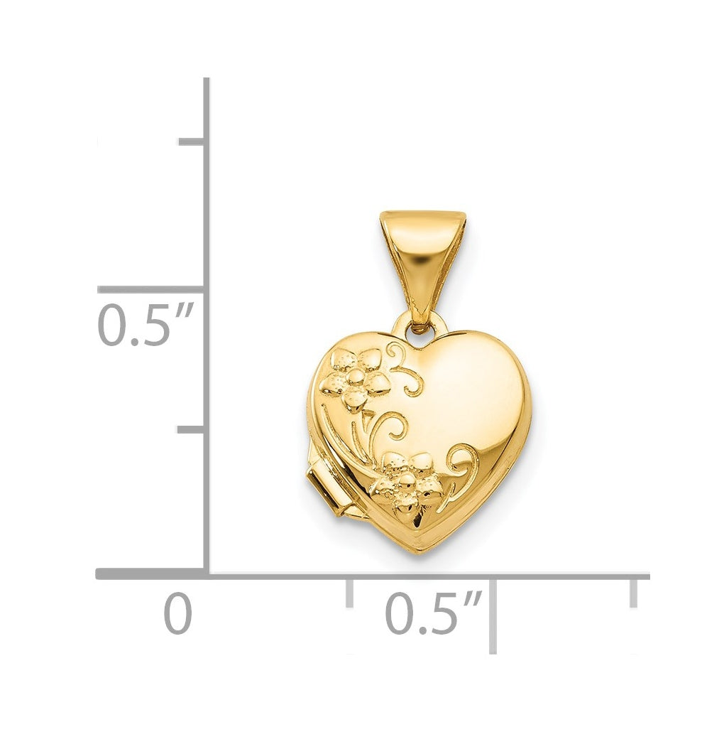 14k Yellow Gold Floral Heart Locket – Elegant Jewelry Gift for Birthday, Anniversary, Engagement, Wedding