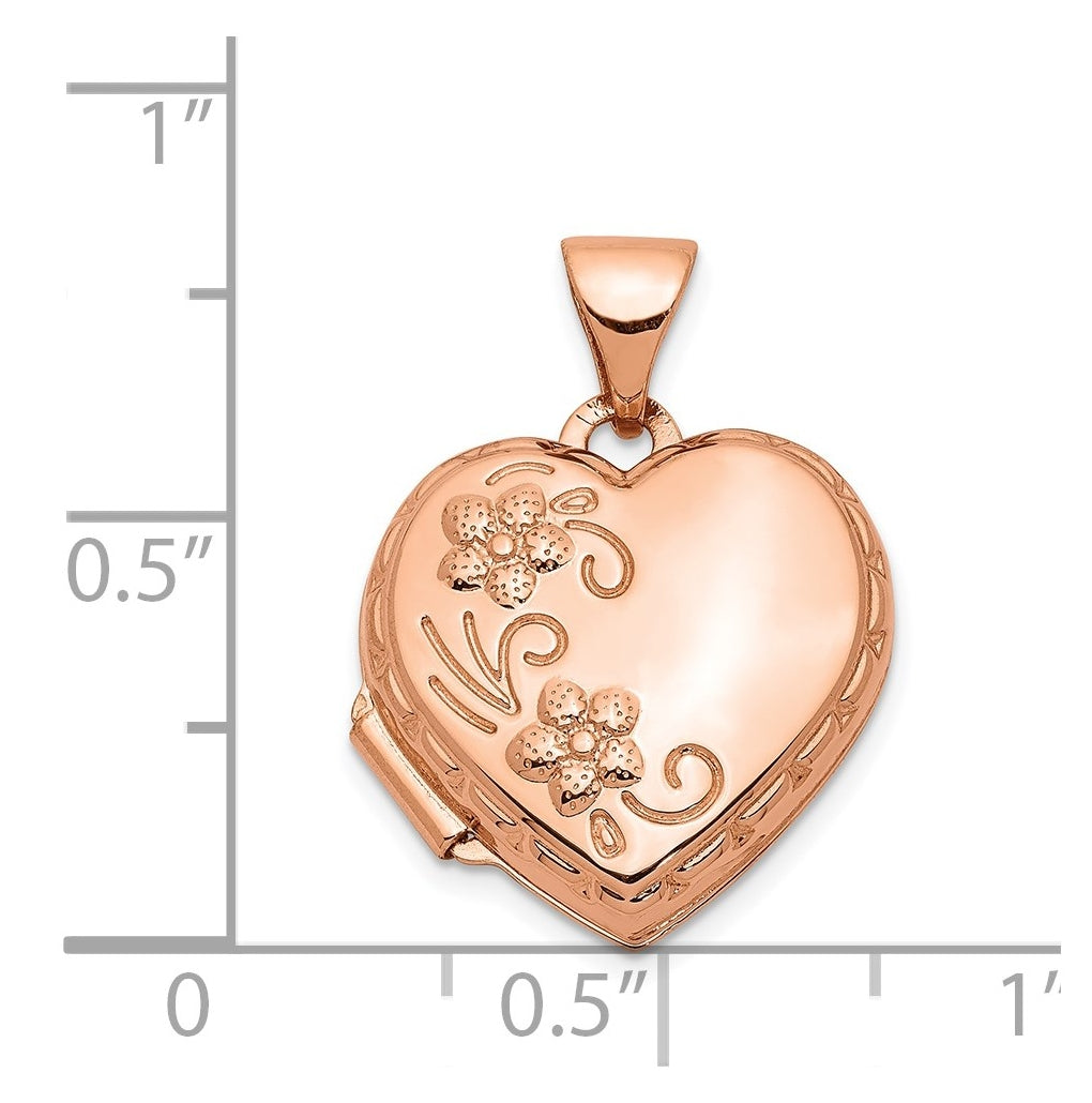 14k Rose Gold 15mm Reversible Heart Locket – Elegant Jewelry Gift for Birthday, Anniversary, Engagement, Wedding