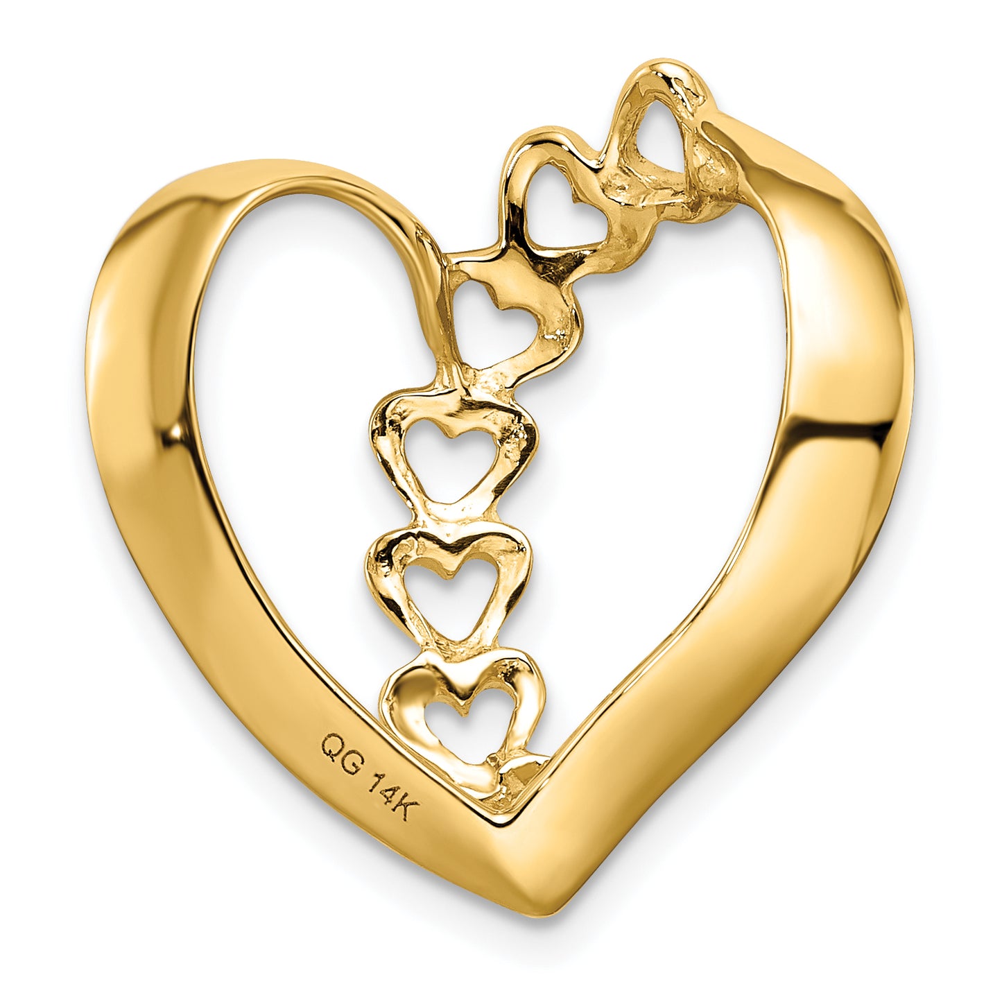 14K White Gold Synthetic Diamond Family Heart Slide