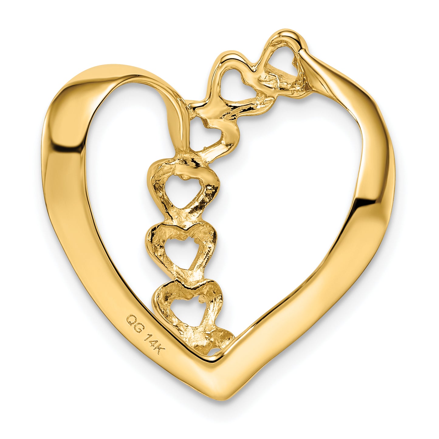 14K White Gold Synthetic Diamond Family Heart Slide