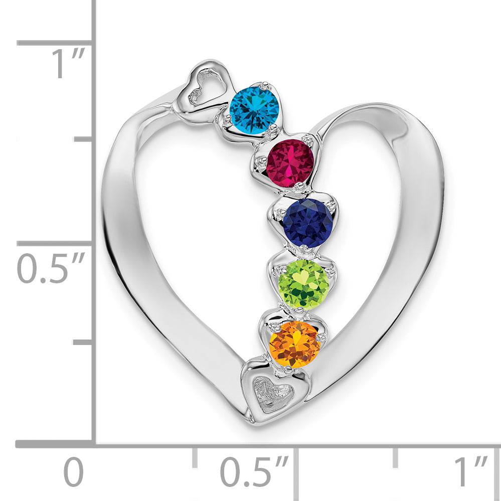 14k White Genuine 5 Stone Mother's Slide