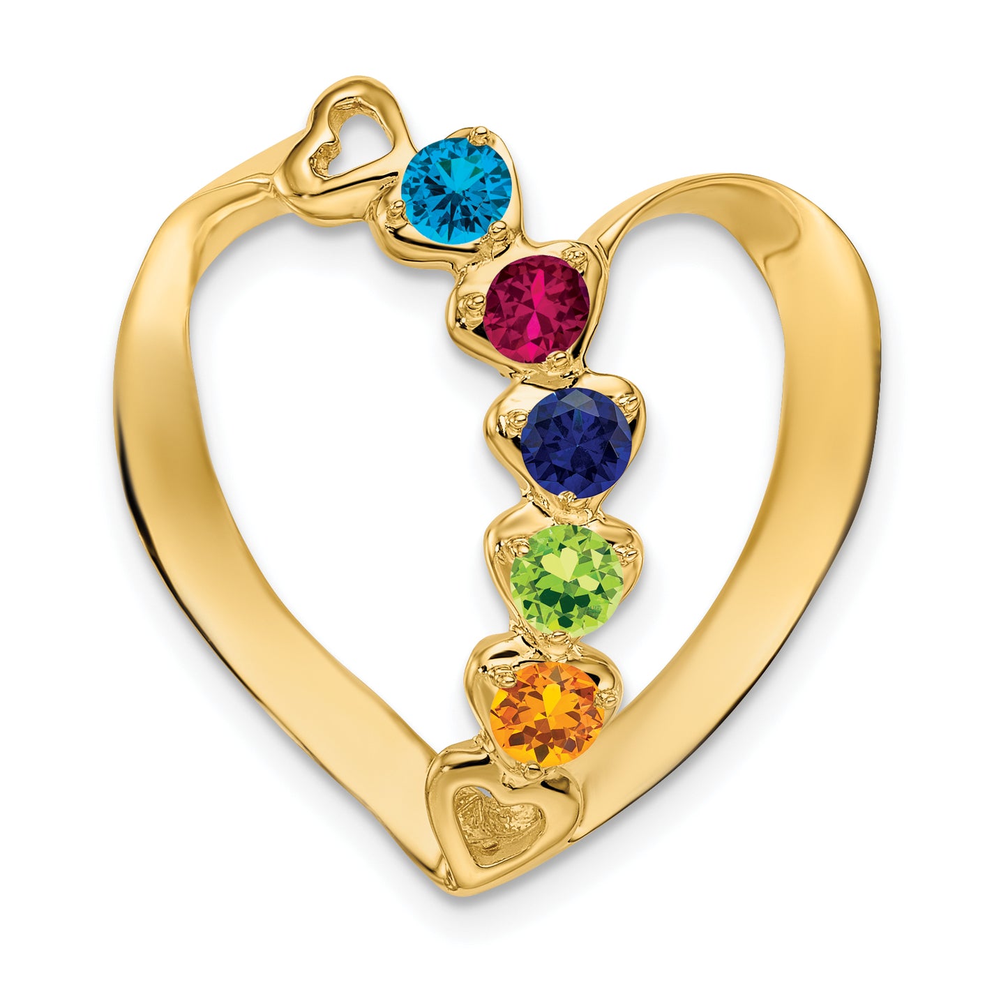 14K White Gold Synthetic Diamond Family Heart Slide