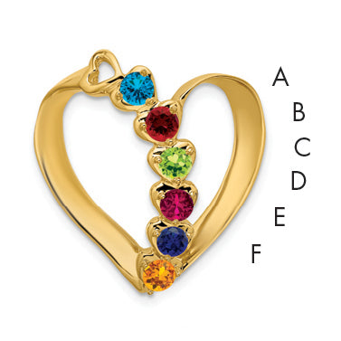 10K Yellow Gold Synthetic Diamond Family Heart Slide