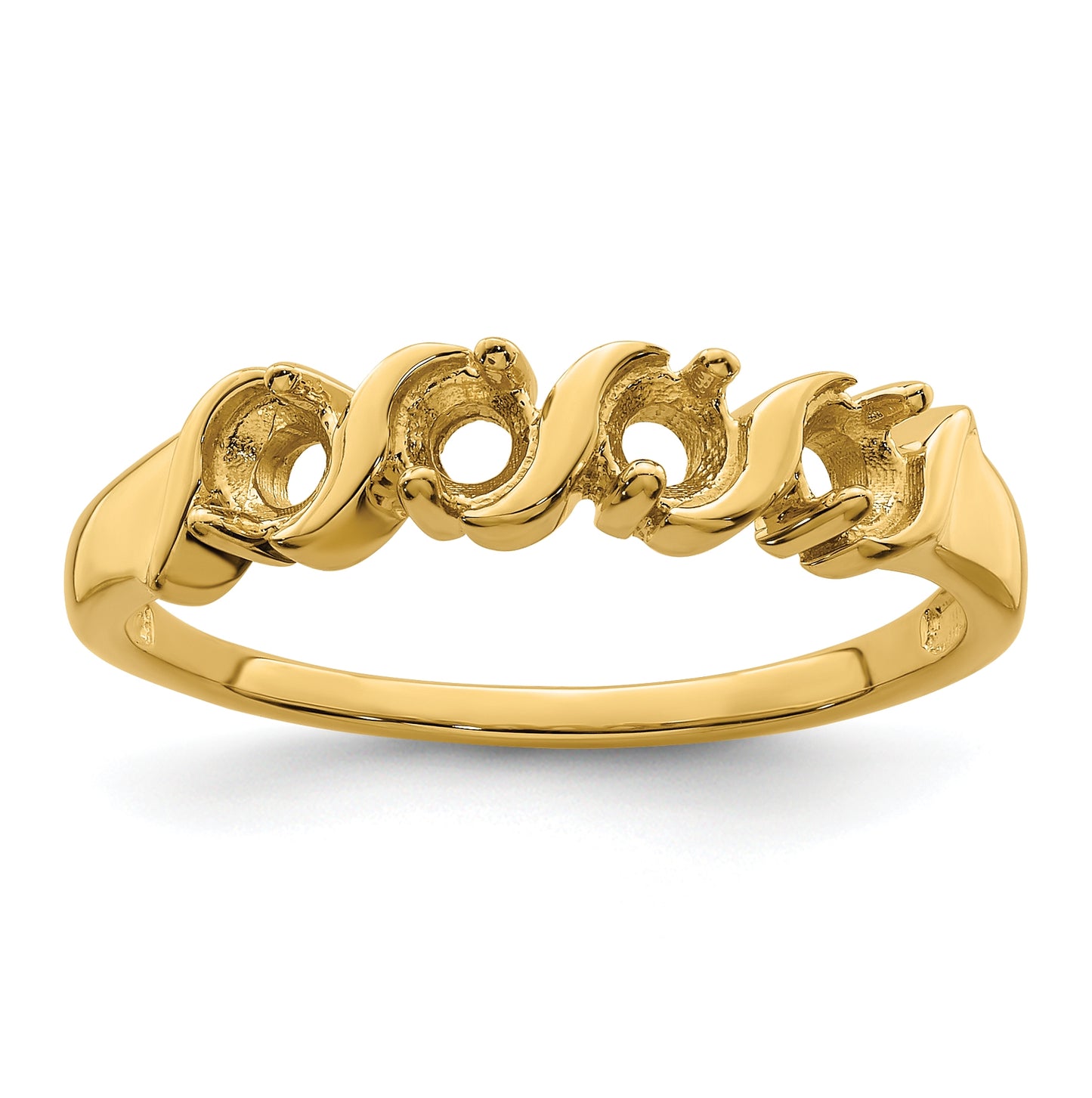 10K Yellow Gold Synthetic Family Jewelry Ring, 4 Stones