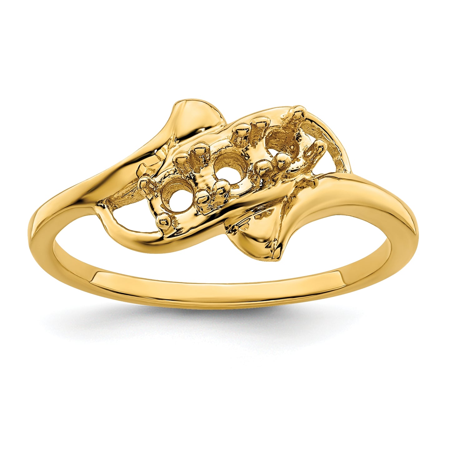 10K Yellow Gold Synthetic Family Jewelry Ring, 3 Stone