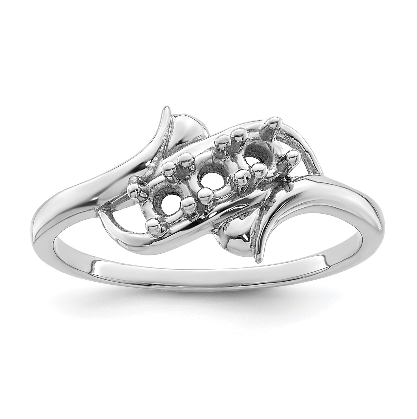 Sterling Silver Rhodium plated Genuine 3 Stone Mother's Ring, Size 9