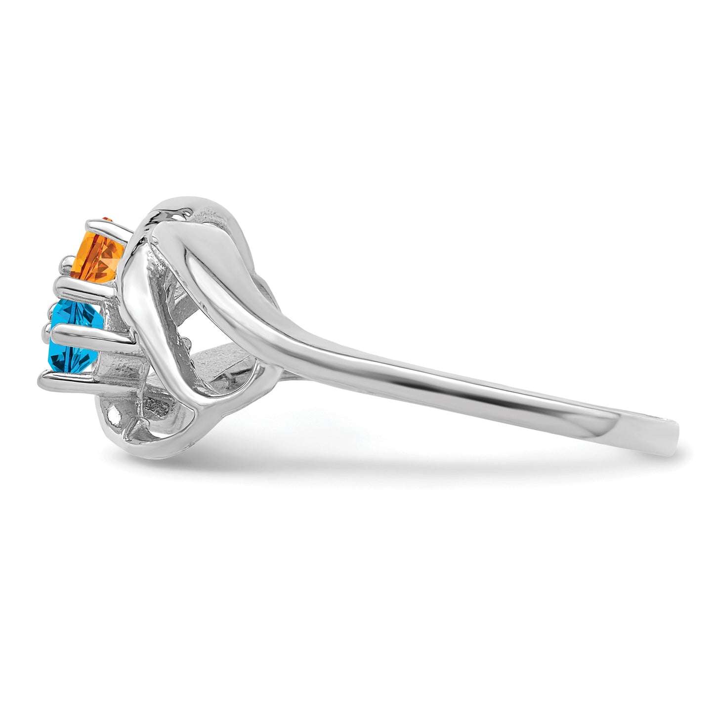 Sterling Silver Rhodium plated Synthetic 2 Stone Mother's Ring