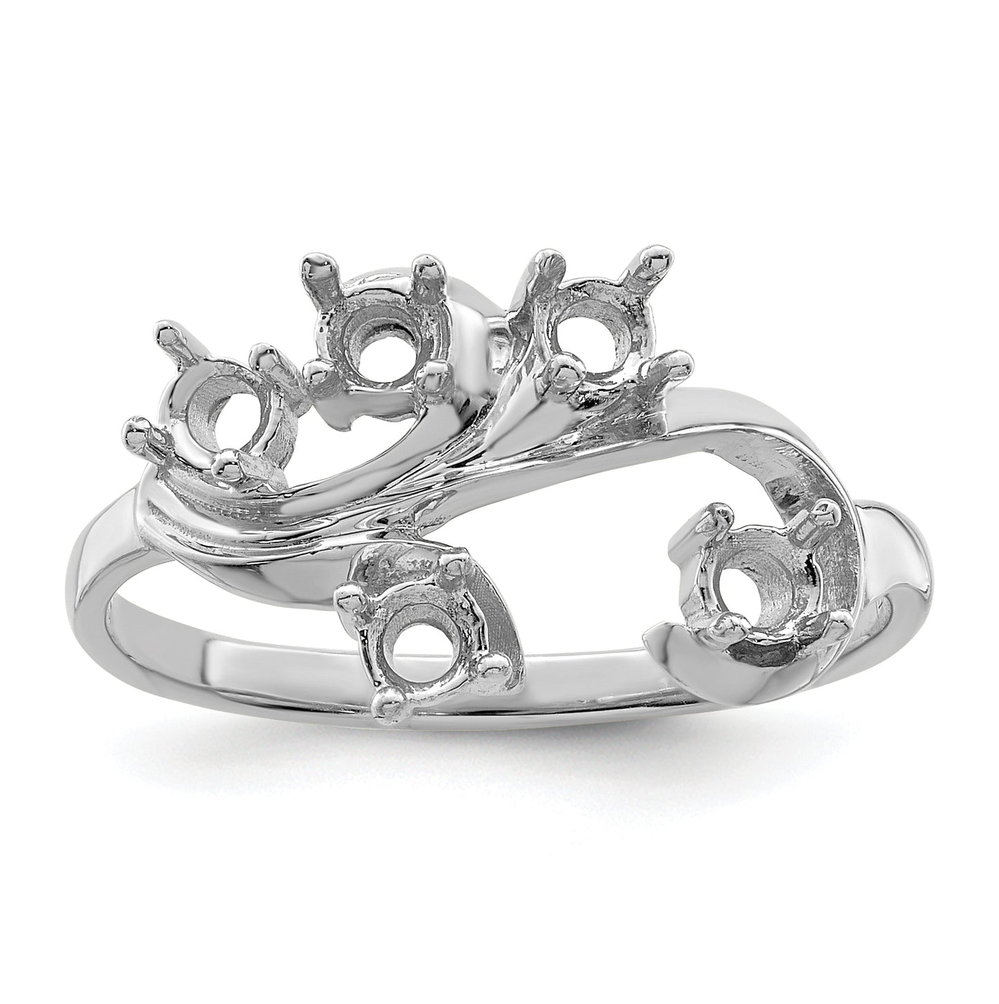 10k White Gold Polished 5-Stone Mothers Ring