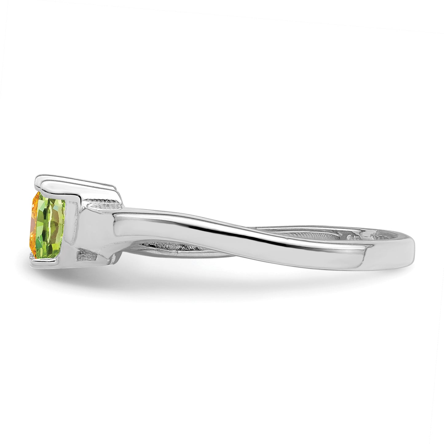 Sterling Silver Rhodium plated Synthetic 2 Stone Mother's Ring