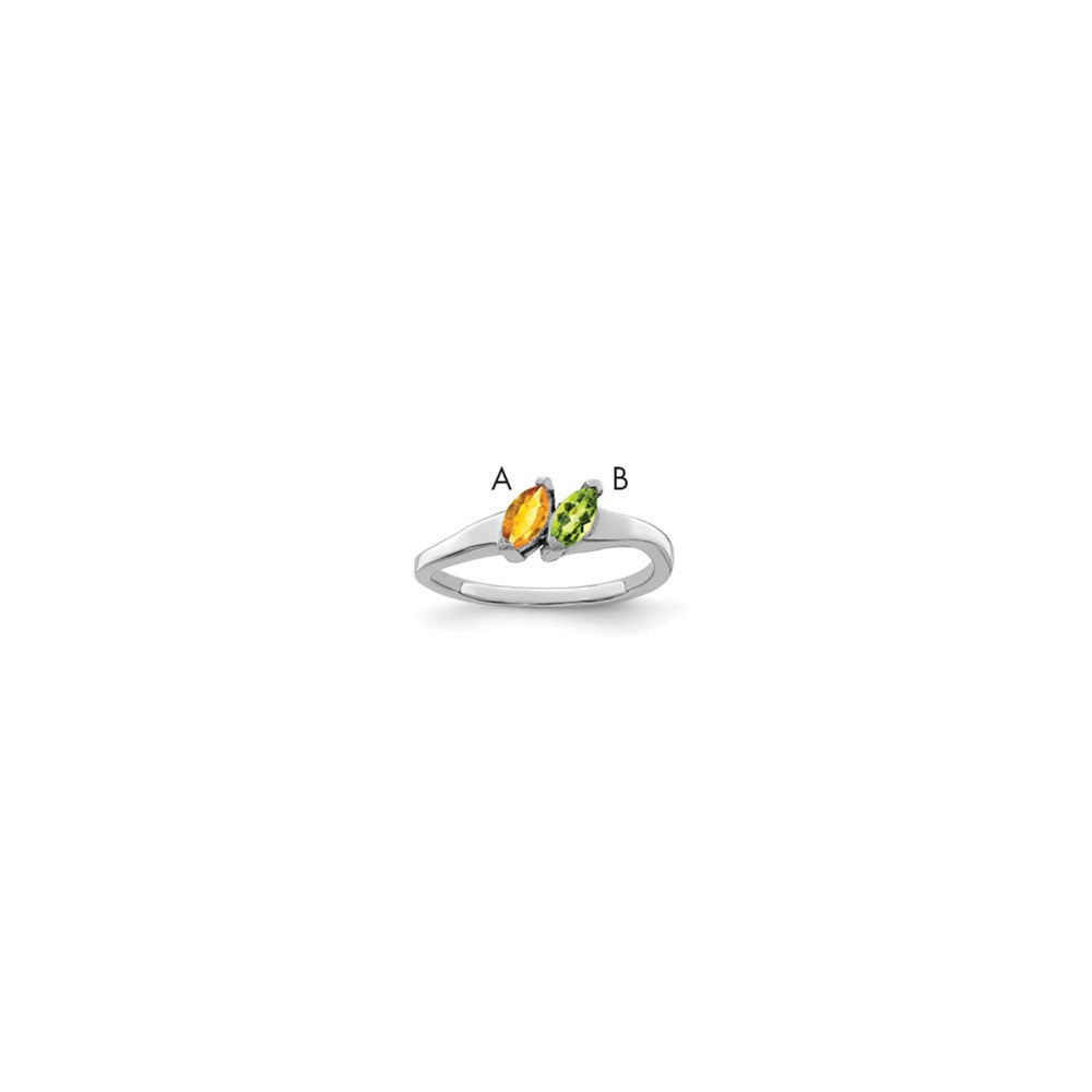 Sterling Silver Rhodium plated Synthetic 2 Stone Mother's Ring