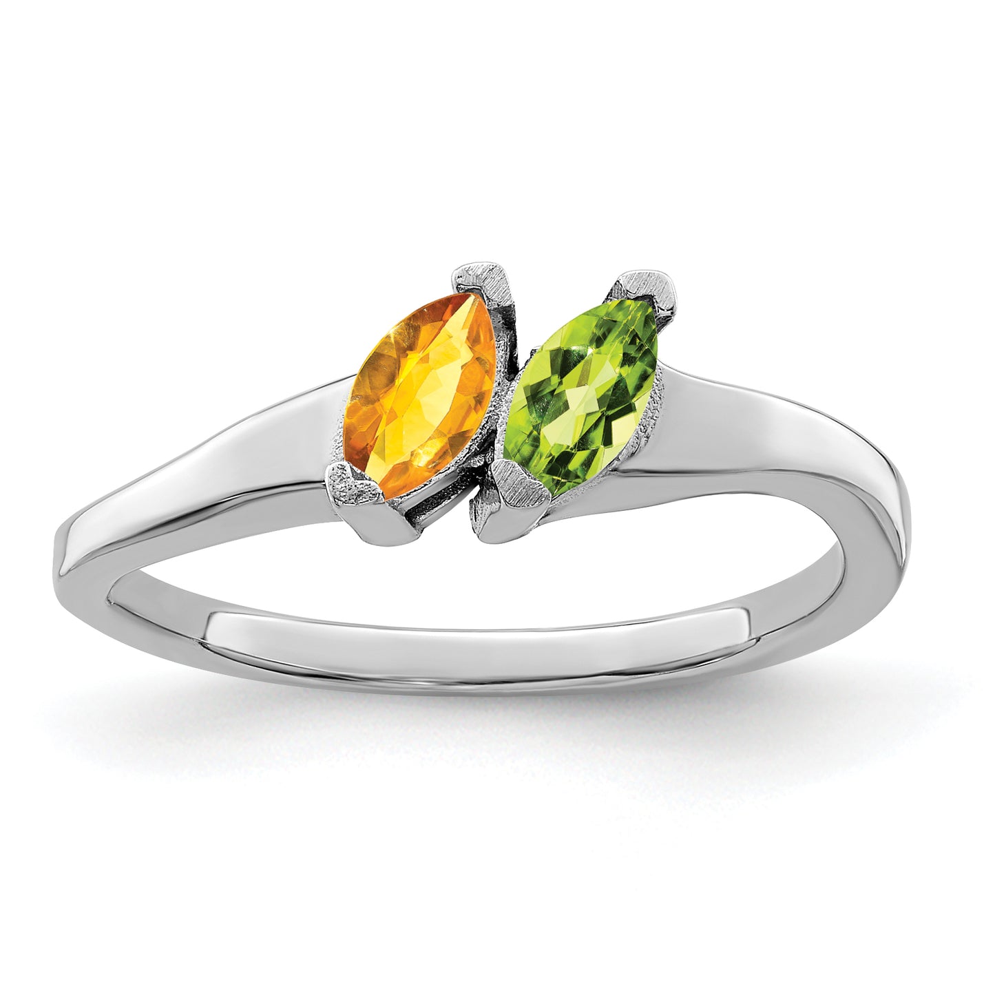 Sterling Silver Rhodium plated Synthetic 2 Stone Mother's Ring