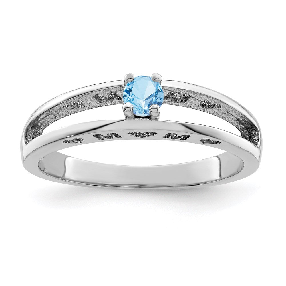 Sterling Silver Rhodium plated 3mm Synthetic Family Jewelry Ring
