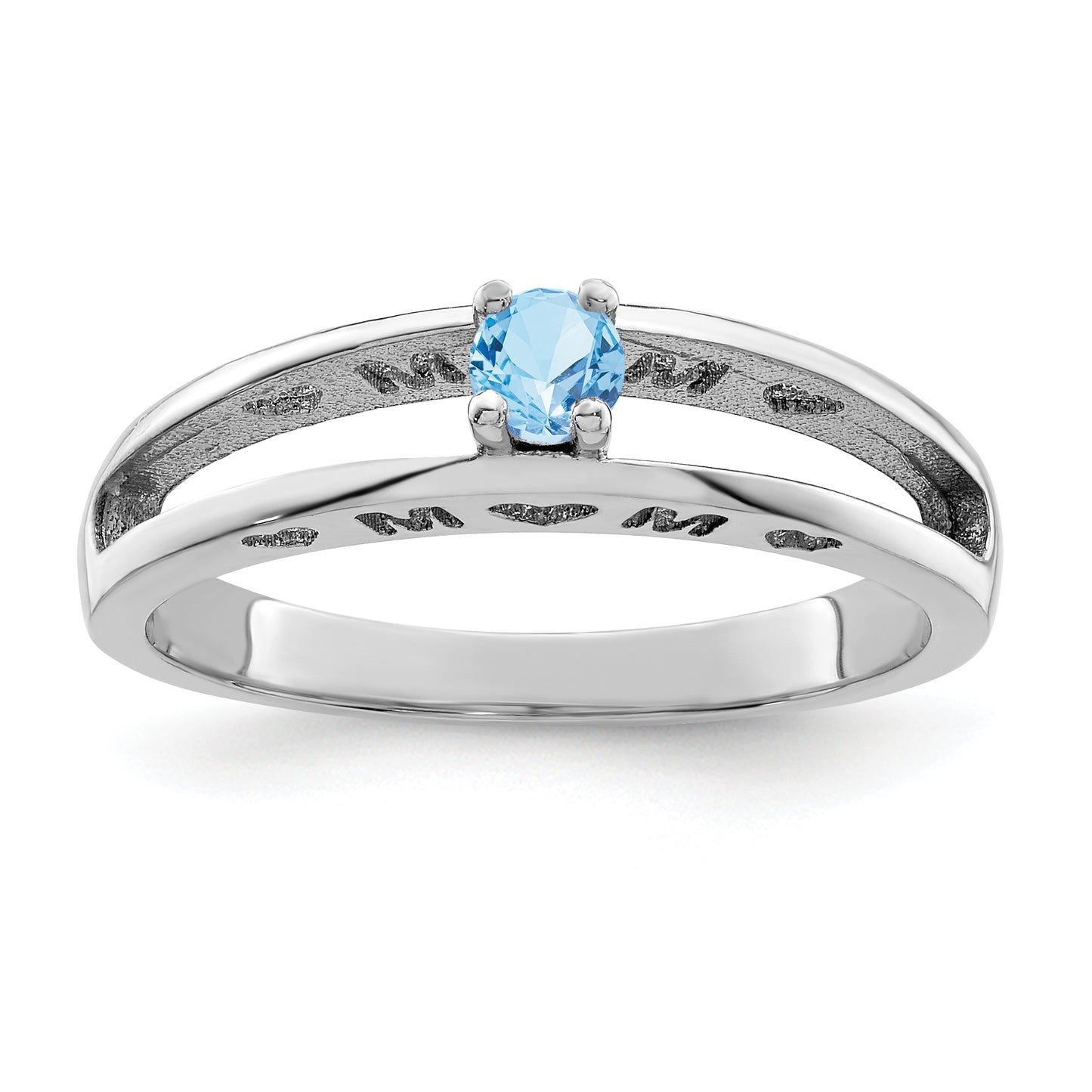 Sterling Silver Rhodium plated 3mm Synthetic Family Jewelry Ring