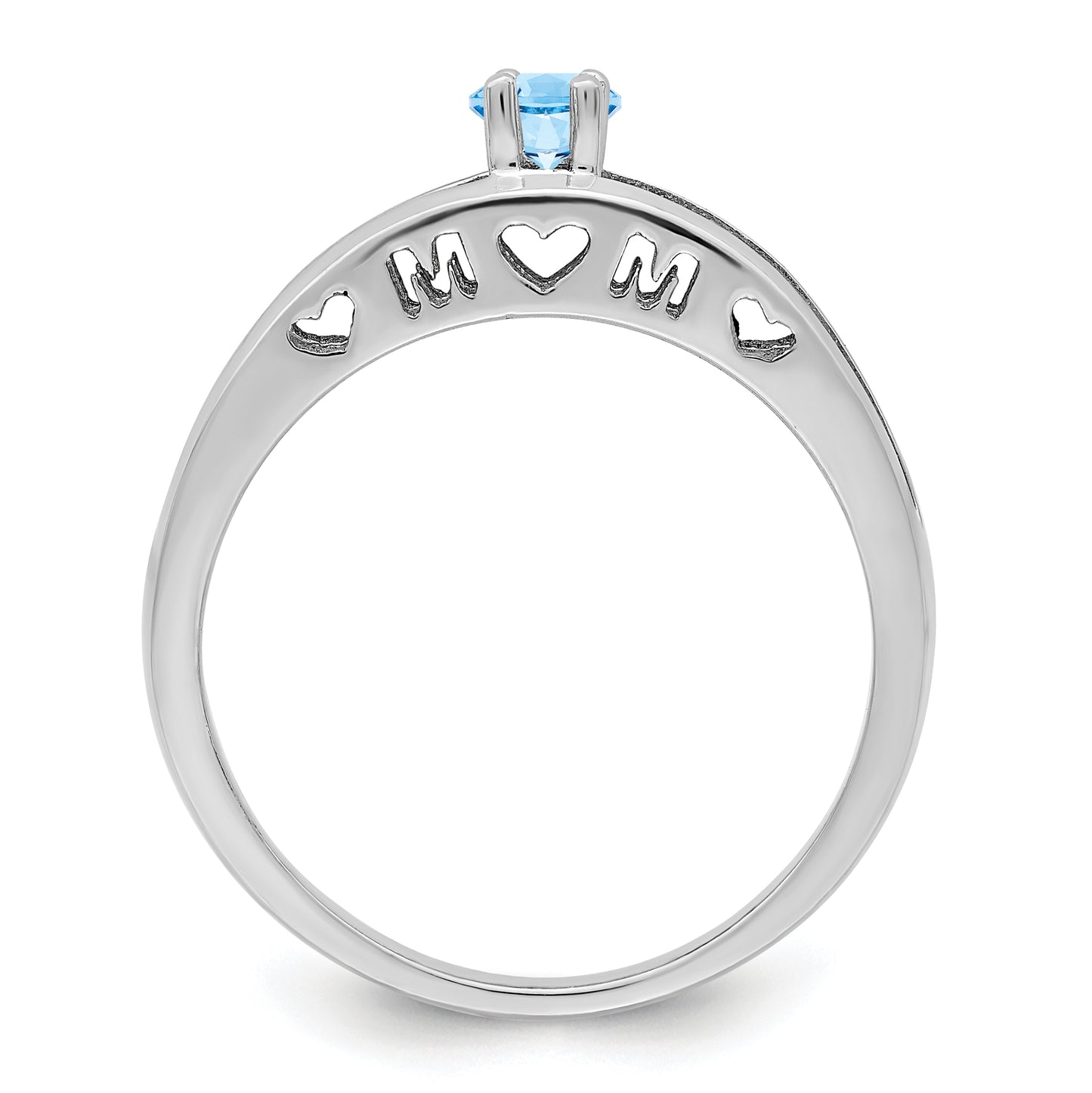Sterling Silver Rhodium plated 3mm Synthetic Family Jewelry Ring