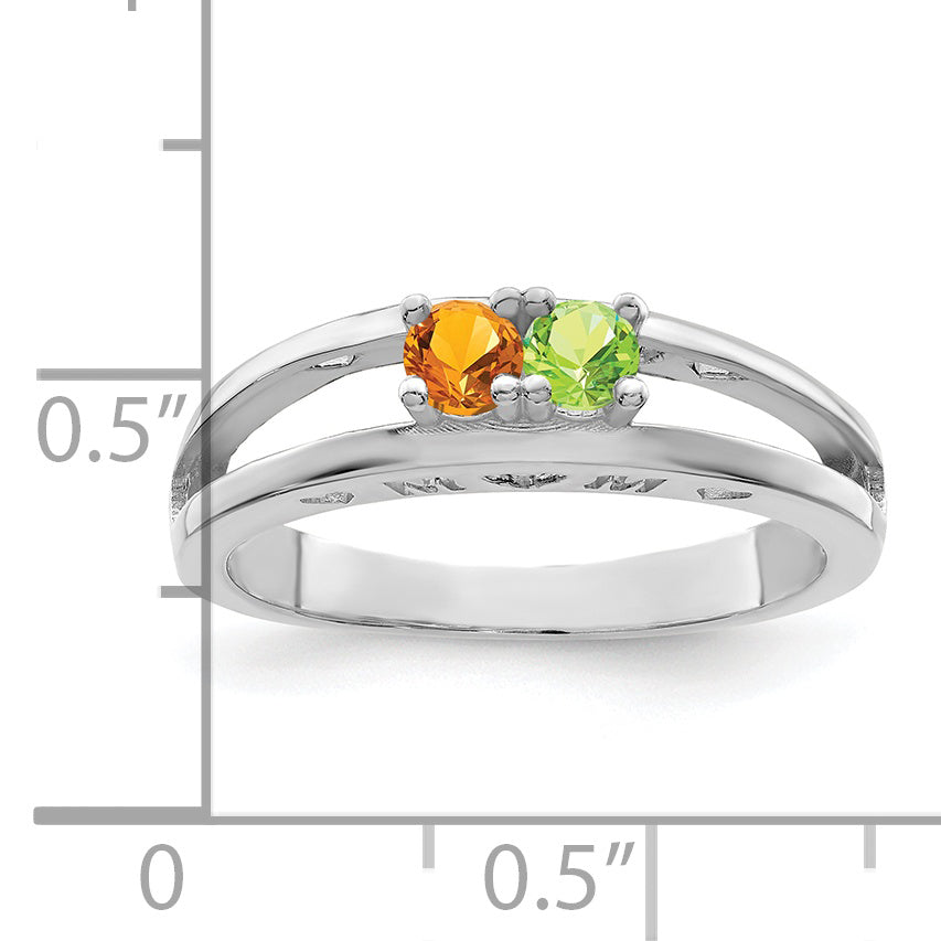 Sterling Silver Rhodium plated 3mm Synthetic Family Jewelry Ring