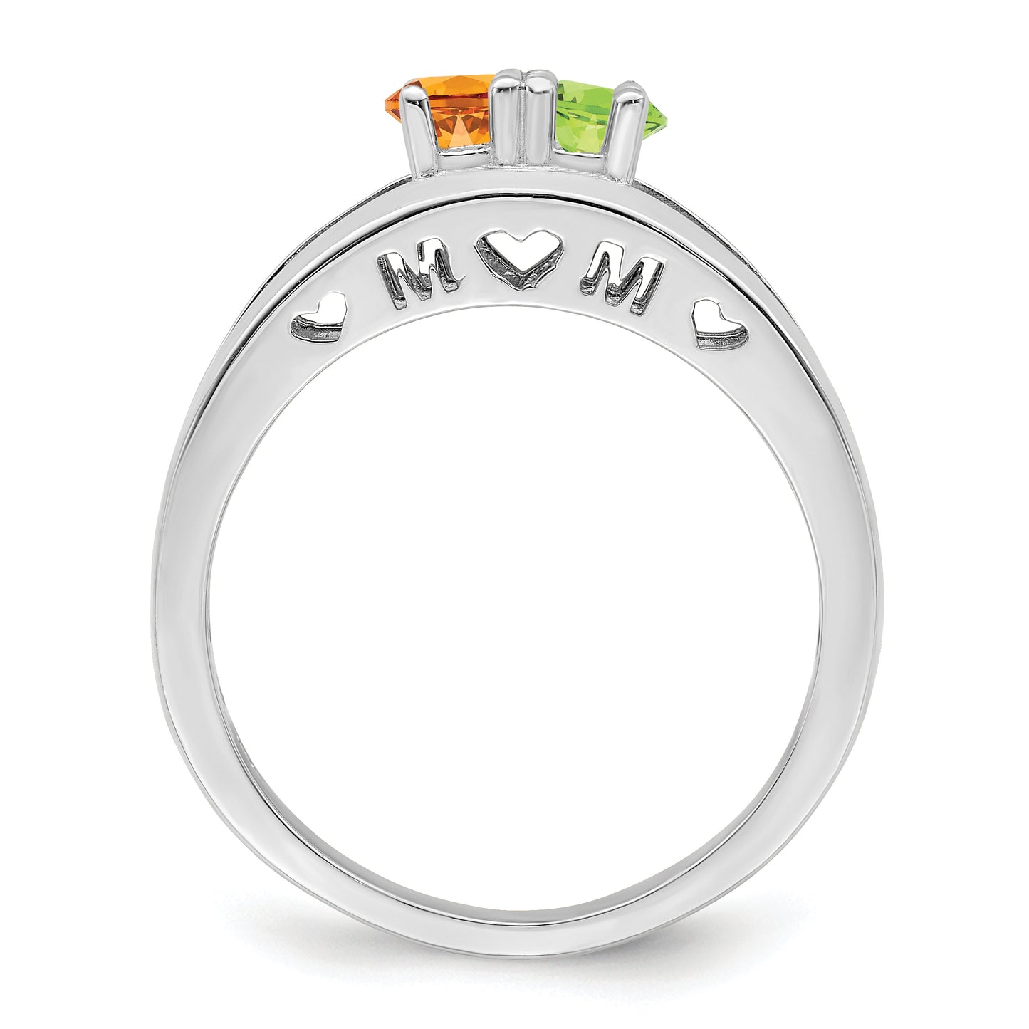 Sterling Silver Rhodium plated 3mm Synthetic Family Jewelry Ring