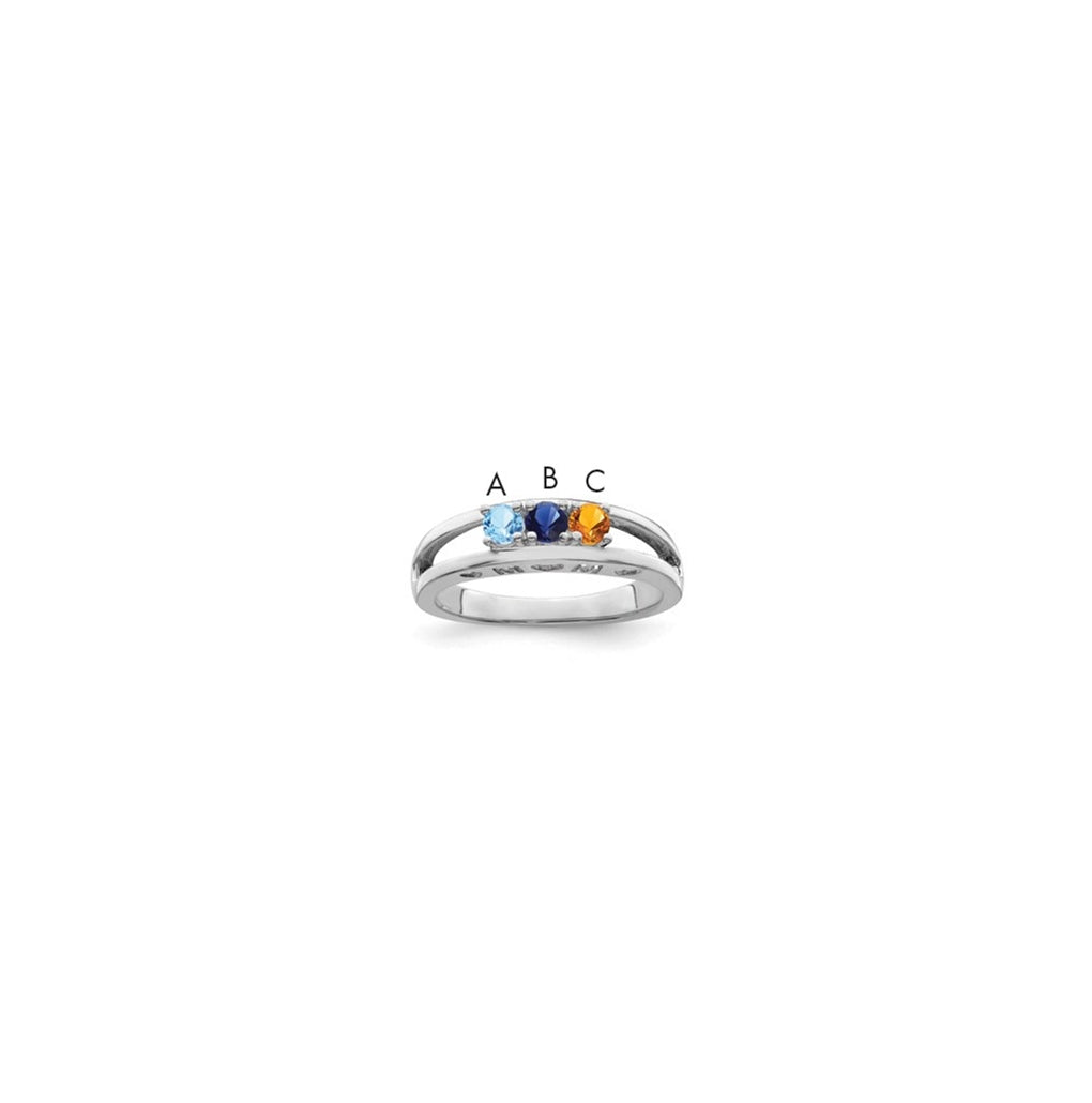 10k White Gold 3mm Synthetic Family Jewelry Ring