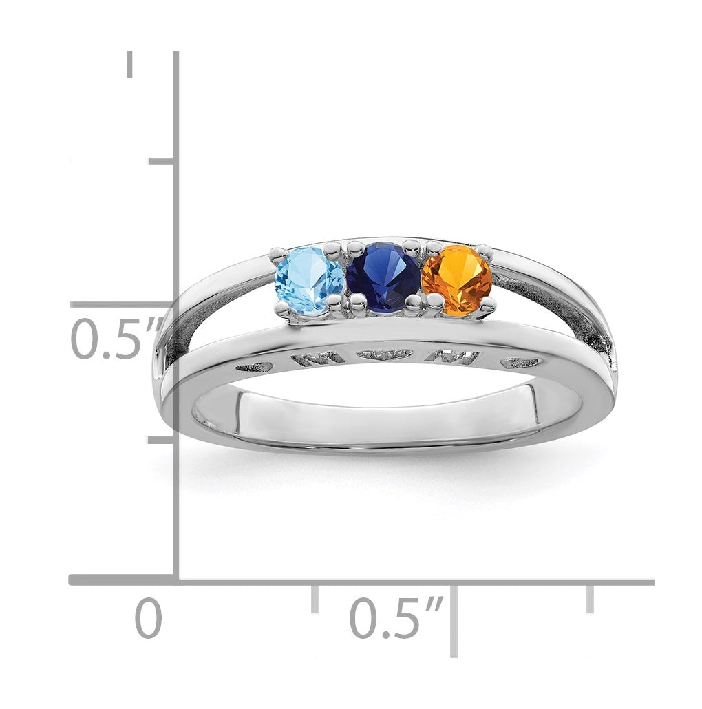 10k White Gold 3mm Synthetic Family Jewelry Ring