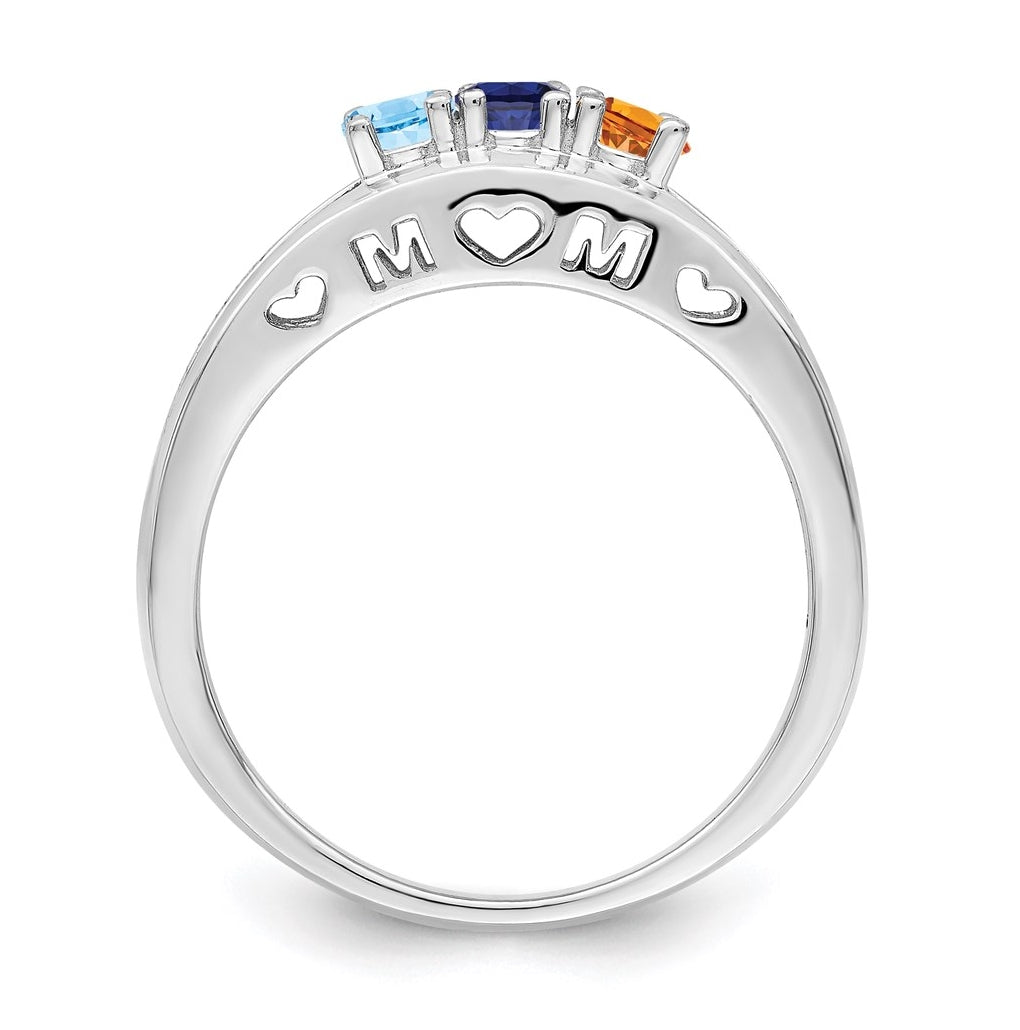 10k White Gold 3mm Synthetic Family Jewelry Ring