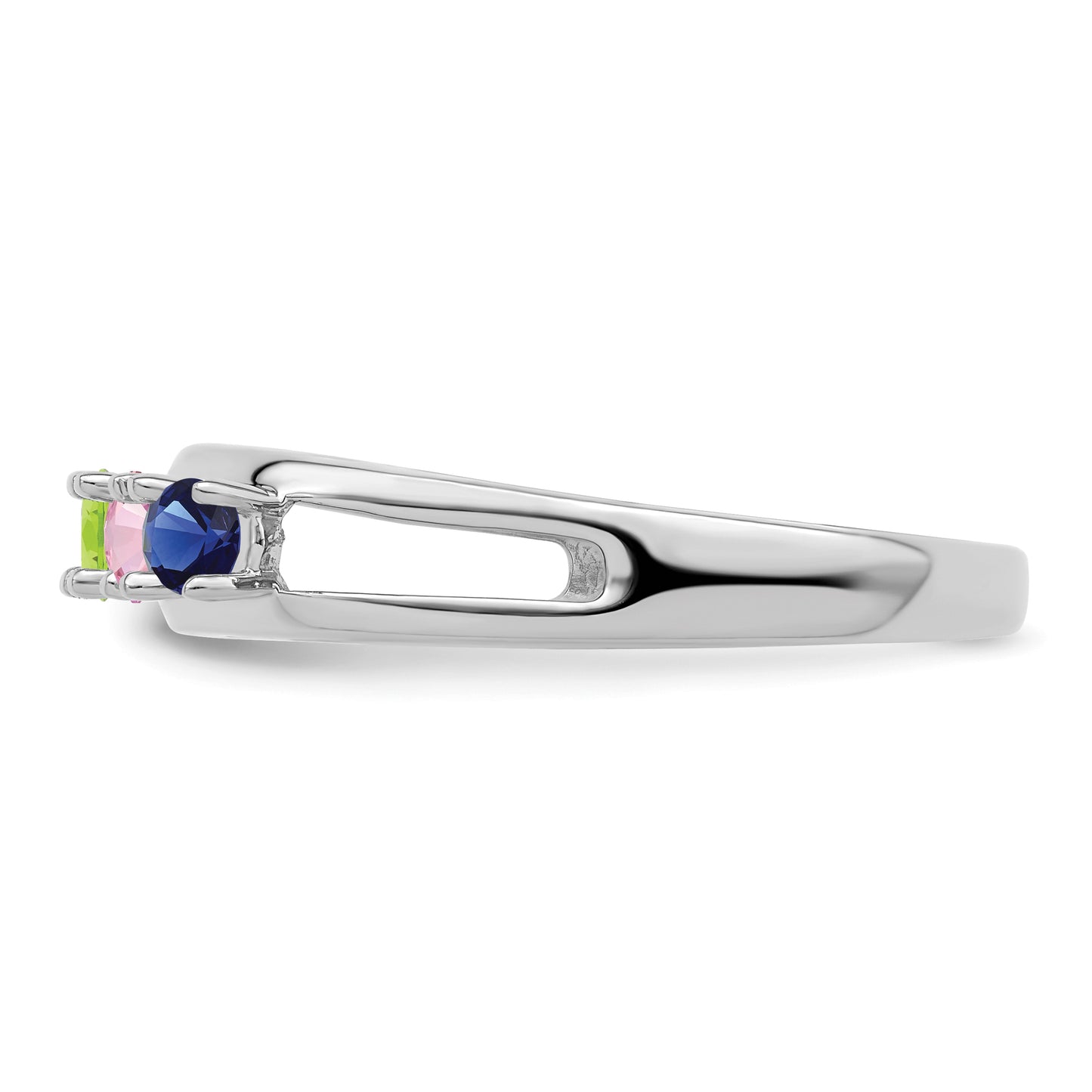 Sterling Silver Rhodium plated 3mm Synthetic Family Jewelry Ring