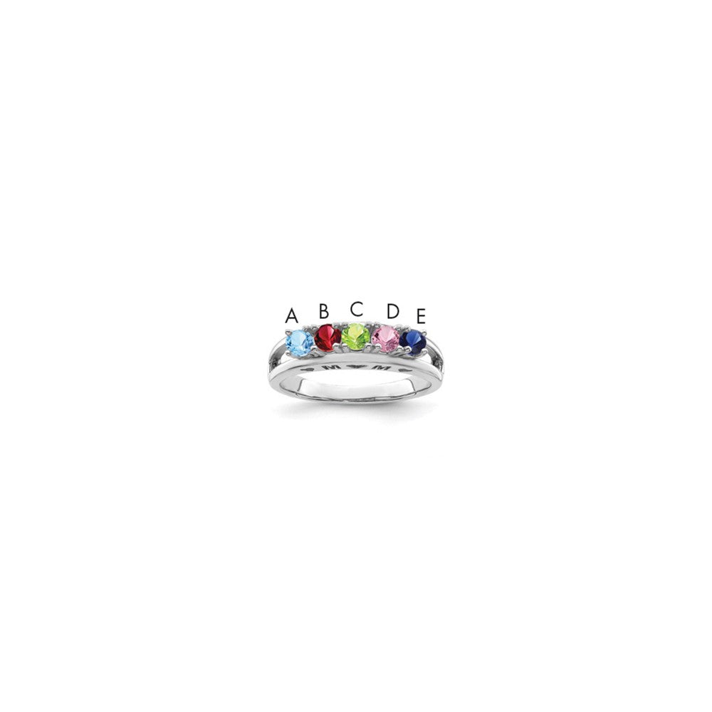 Sterling Silver Rhodium plated 3mm Synthetic Family Jewelry Ring