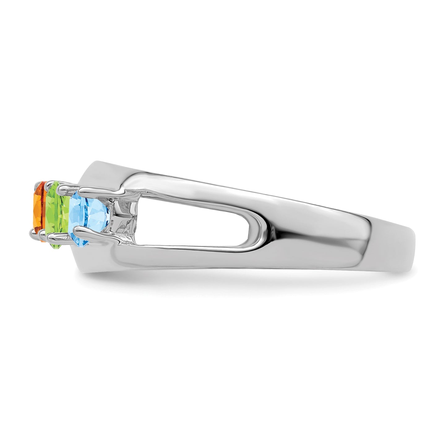 Sterling Silver Rhodium plated Synthetic 4 Stone Mother's Ring