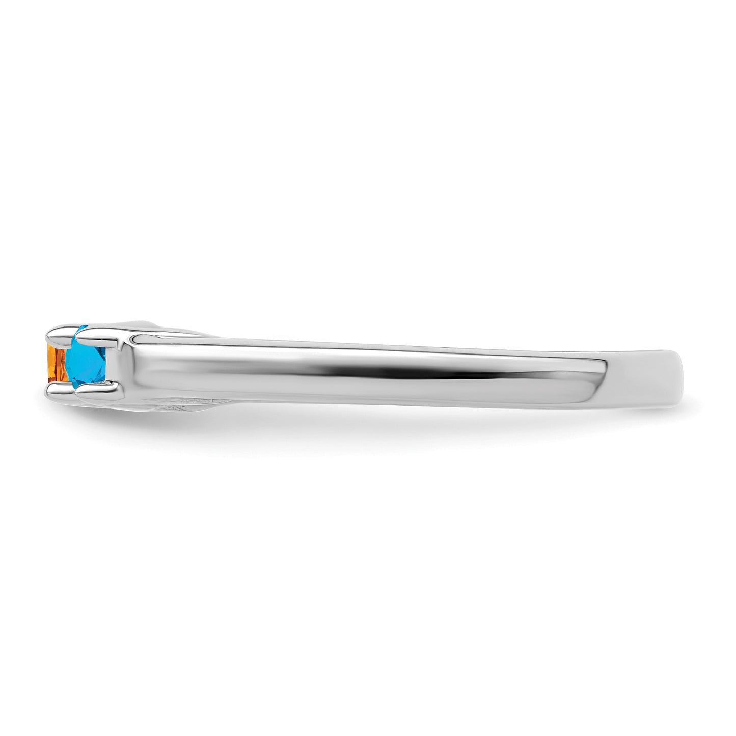 Sterling Silver Rhodium plated Synthetic 3 Stone Mother's Ring
