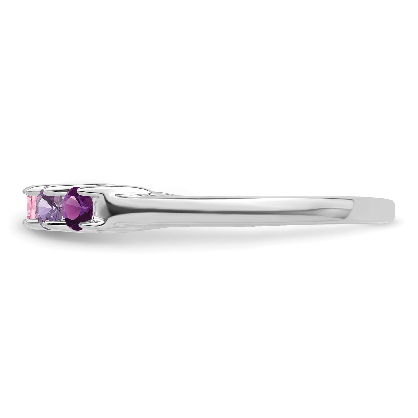 Sterling Silver Rhodium plated Synthetic 6 Stone Mother's Ring
