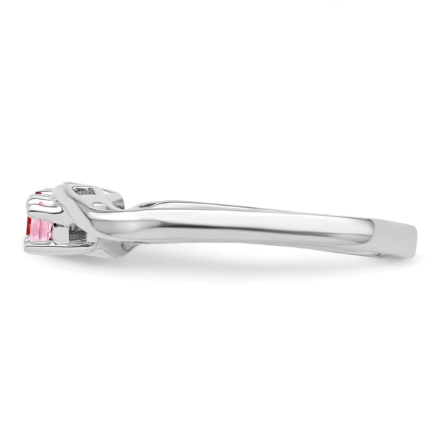Sterling Silver Rhodium plated Synthetic 3 Stone Mother's Ring