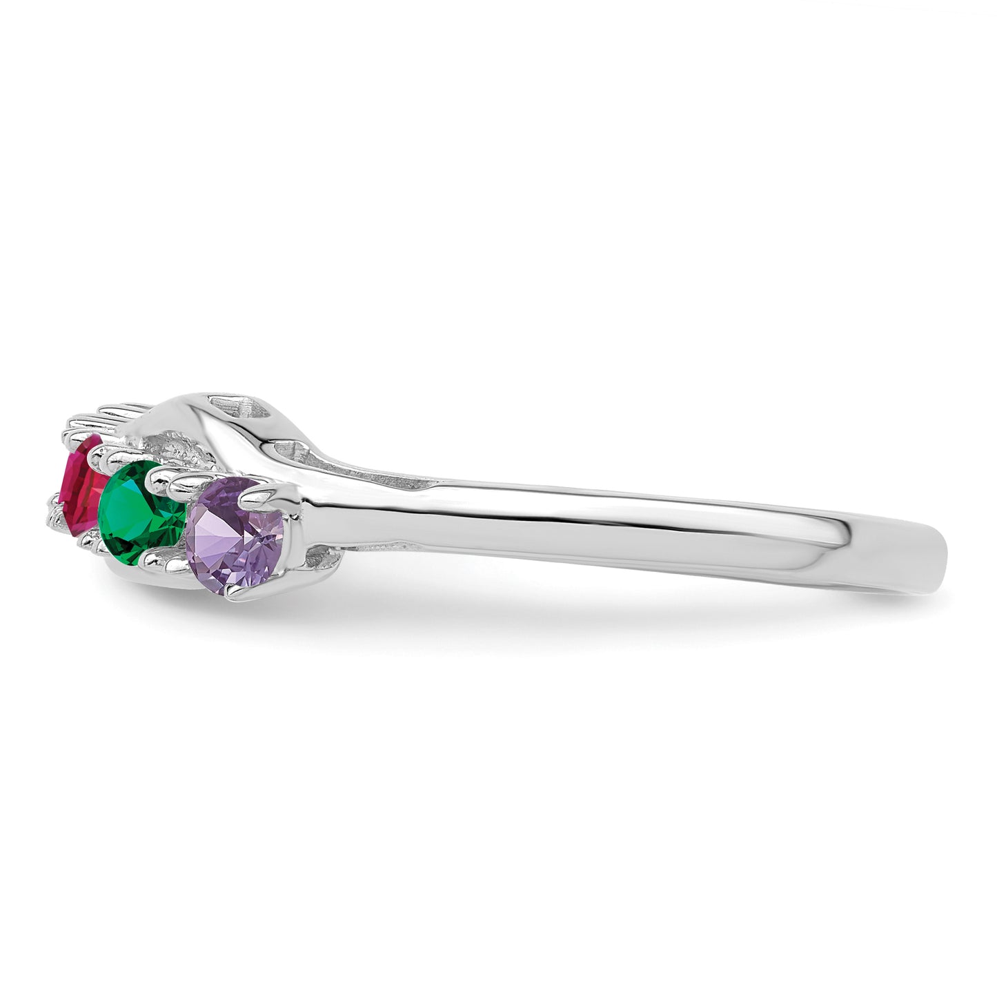 Sterling Silver Rhodium plated Synthetic 6 Stone Mother's Ring
