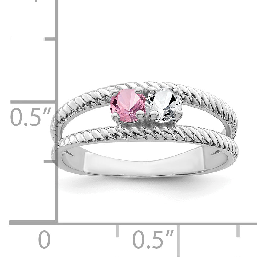 Sterling Silver Rhodium plated Family Jewelry Ring