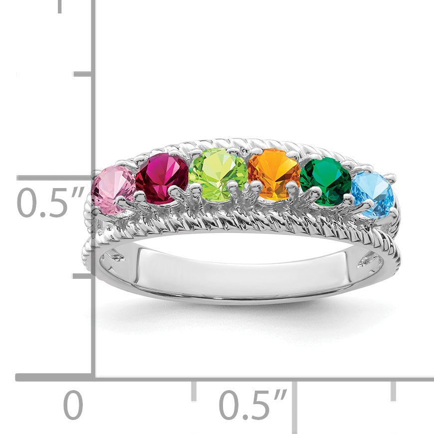 Sterling Silver Rhodium plated Family Jewelry Ring