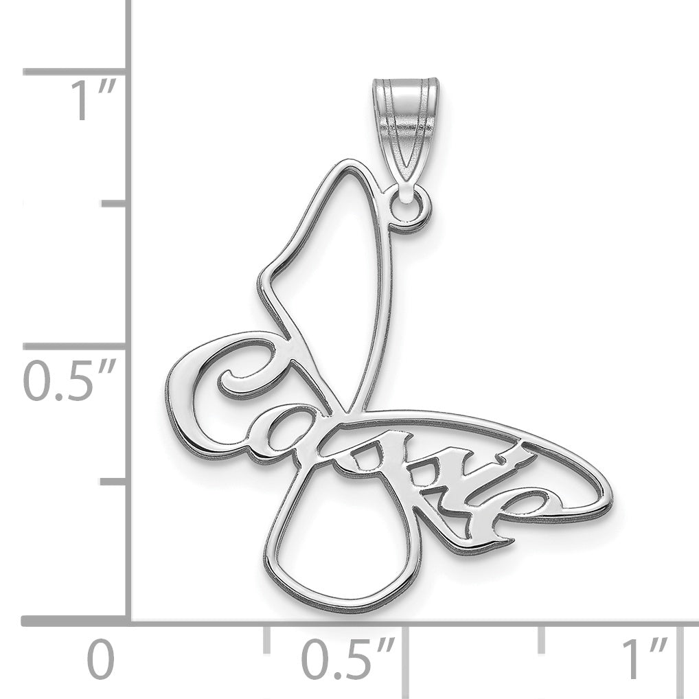 10K White Gold Small Butterfly with Name on Wings Pendant