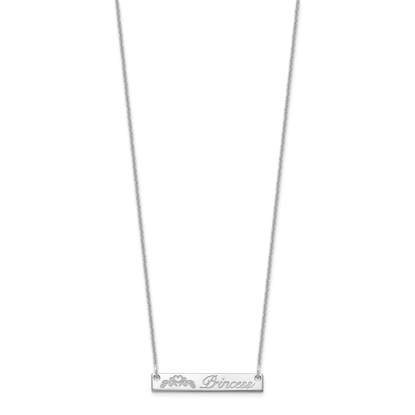 10K White Gold Small Customized Bar Necklace