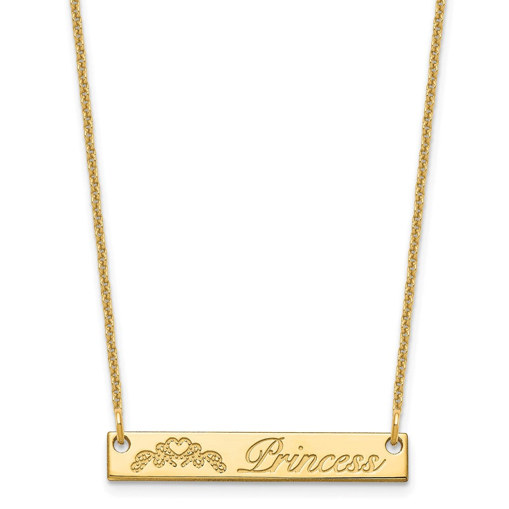 14K Yellow Gold Small Customized Bar Necklace