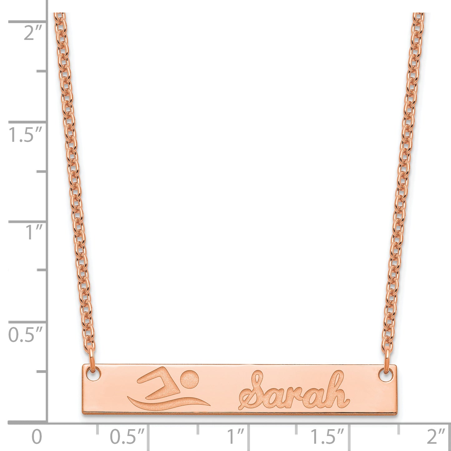 Sterling Silver Rose Gold plated Medium Customized Bar Necklace