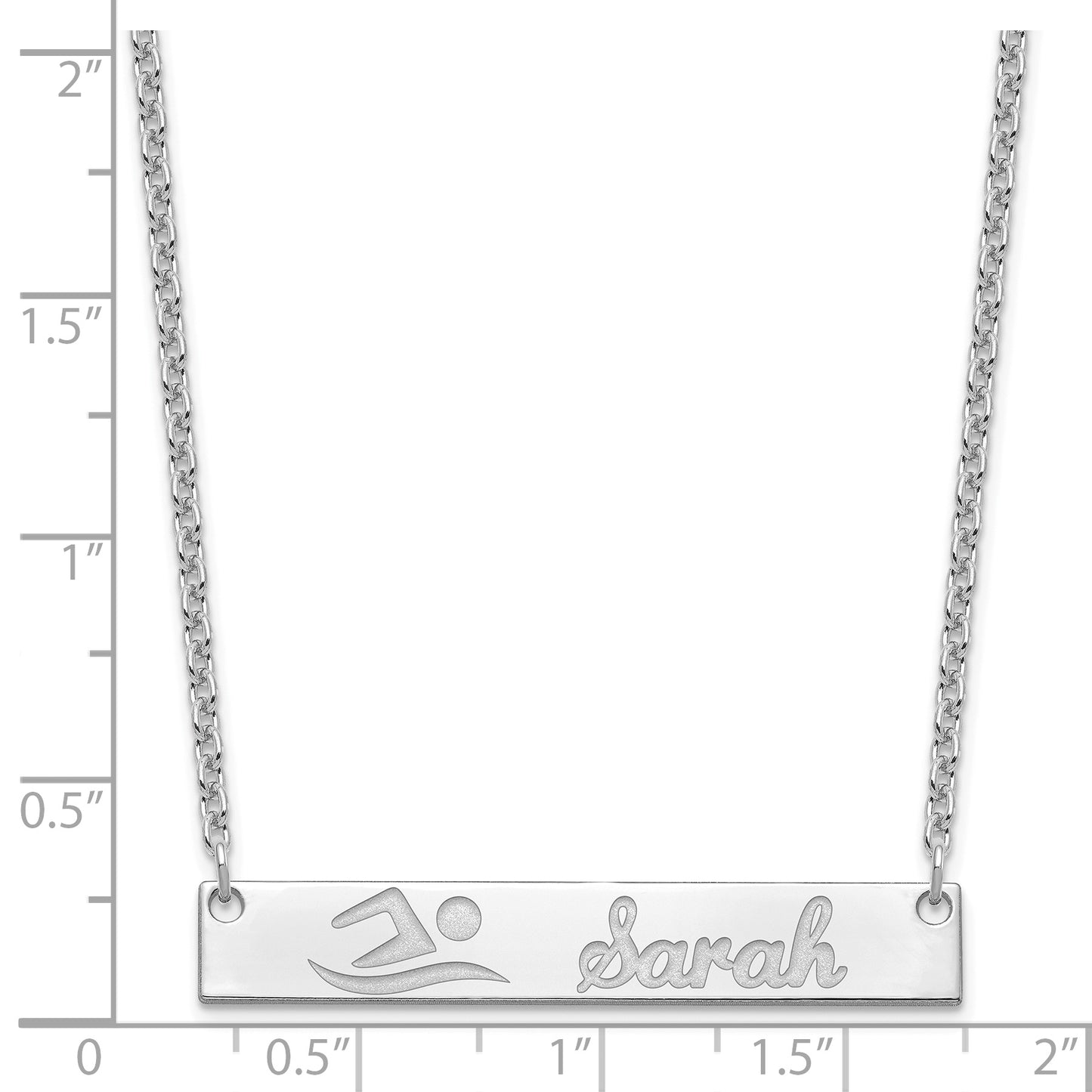 Sterling Silver Rhodium plated Medium Customized Bar Necklace